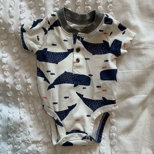 Carters Whale Shirt Sleeve Onesie in 3M
